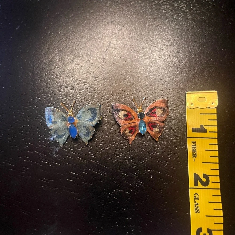 Vintage Butterfly Enamel Brooch Set